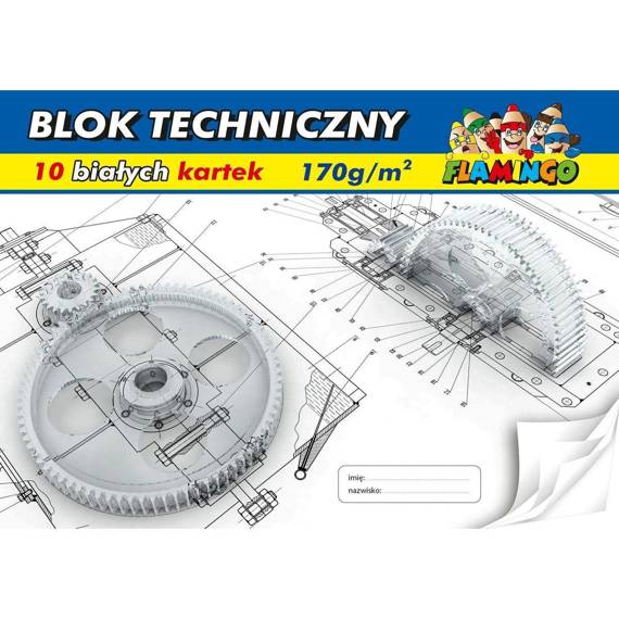 Blok techniczny Flamingo A4 biały 170g 10k 