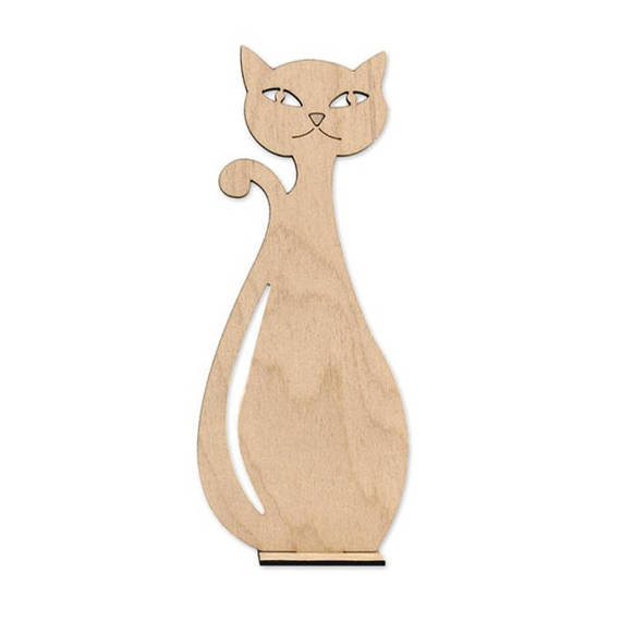 Drewniany Kot stojący z podstawką 20cm Decor