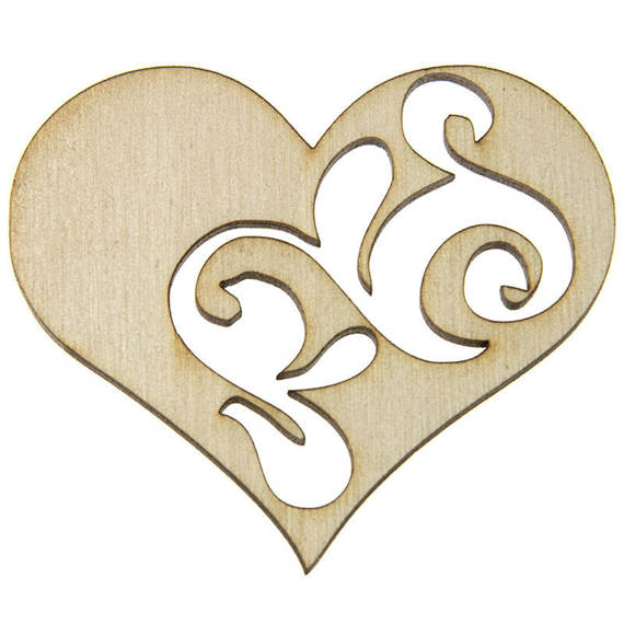 Drewniany dekor serce z ornamentem