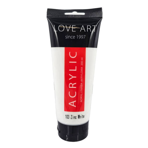 Farba akrylowa LoveArt 200ml - 103 Zinc White - biel cynkowa