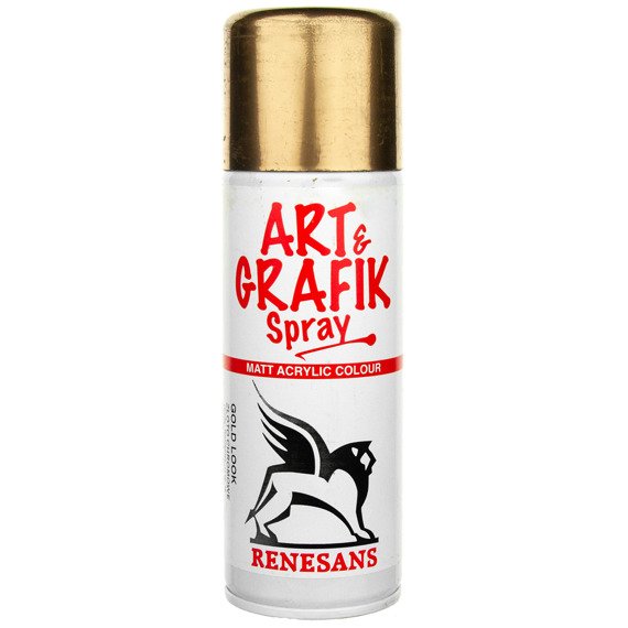 Farba metaliczna akrylowa w sprayu 200ml Renesans Art&Grafik, gold look - złoto z efektem chromu