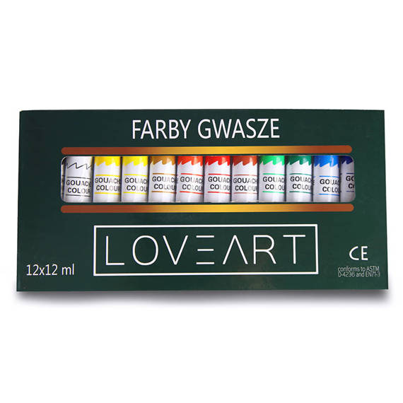 Farby gwasze LOVEART Gouache 12x12ml