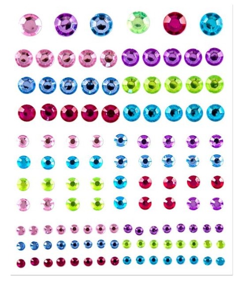 Kryształki samoprzylepne kolorowe 120szt