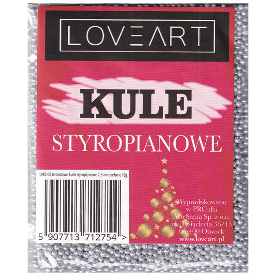 Kulki styropianowe brokatowe 2-3mm 10g - srebrne