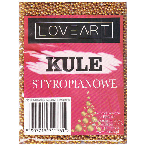 Kulki styropianowe brokatowe 2-3mm 10g - złote