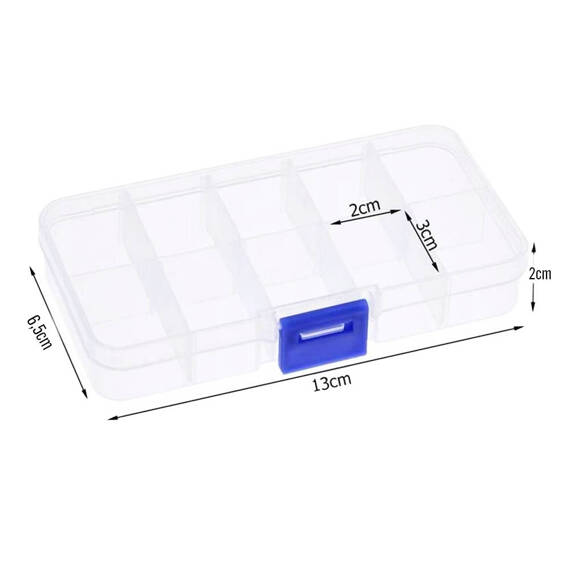 Pojemnik na koraliki, cekiny 13x6,5x2cm - pudełko plastikowe organizer