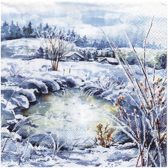 Serwetka 33x33cm - Frosty Landscape zimowy krajobraz