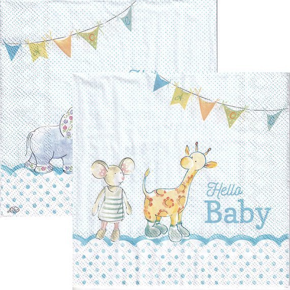 Serwetka 33x33cm - Hello Baby light blue