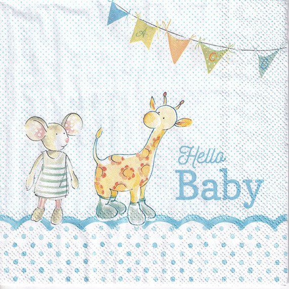 Serwetka 33x33cm - Hello Baby light blue