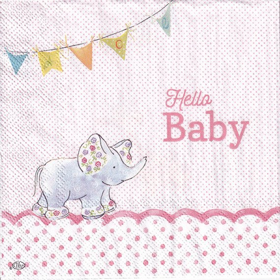 Serwetka 33x33cm - Hello Baby light rose