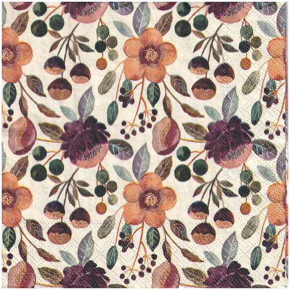 Serwetka 33x33cm - Violet floral pattern kwiaty