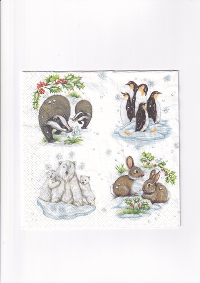 Serwetka 33x33cm - Winter Animals zwierzęta