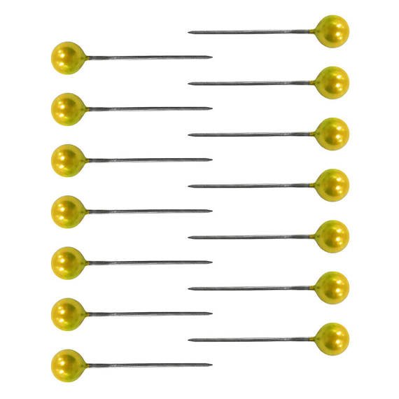 Szpilki dekoracyjne perłowe 22mm - 100 sztuk żółte