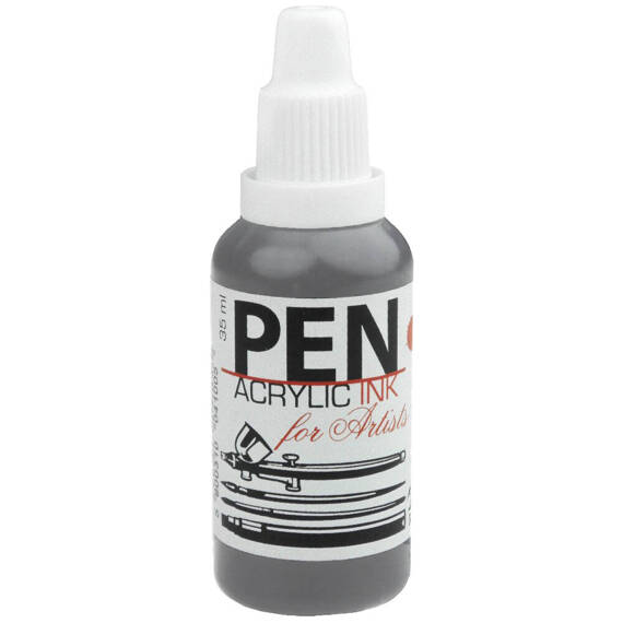 Tusz akrylowy PEN do aerografu 35 ml - Srebrny