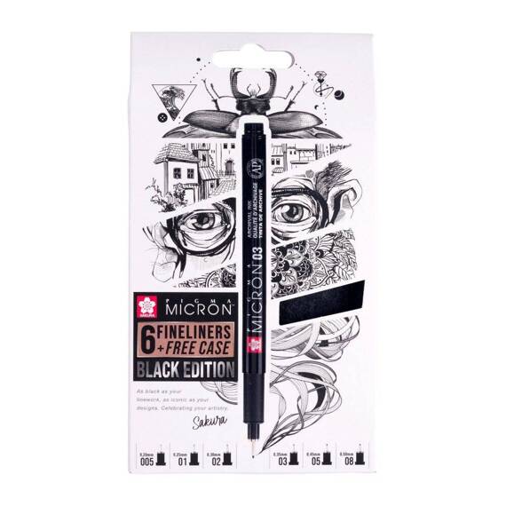 Zestaw cienkopisów Pigma Micron Black Edition 6szt z etui