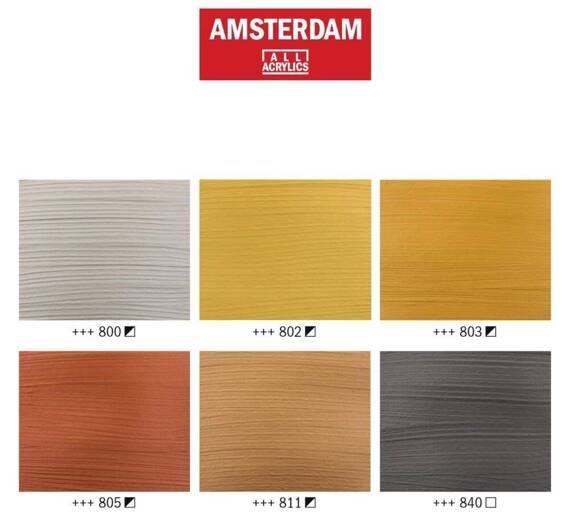 Zestaw farb akrylowych Amsterdam 6x20ml w kolorach metalicznych