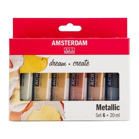 Zestaw farb akrylowych Amsterdam 6x20ml w kolorach metalicznych