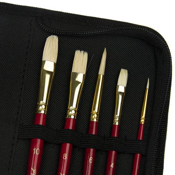 Zestaw malarski podróżny w etui - Phoenix - farby olejne 5x12 ml, 5 pędzli