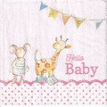 Serwetka 33x33cm - Hello Baby light rose