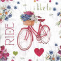 Serwetka 33x33cm - I Love My Bike rower z koszykiem