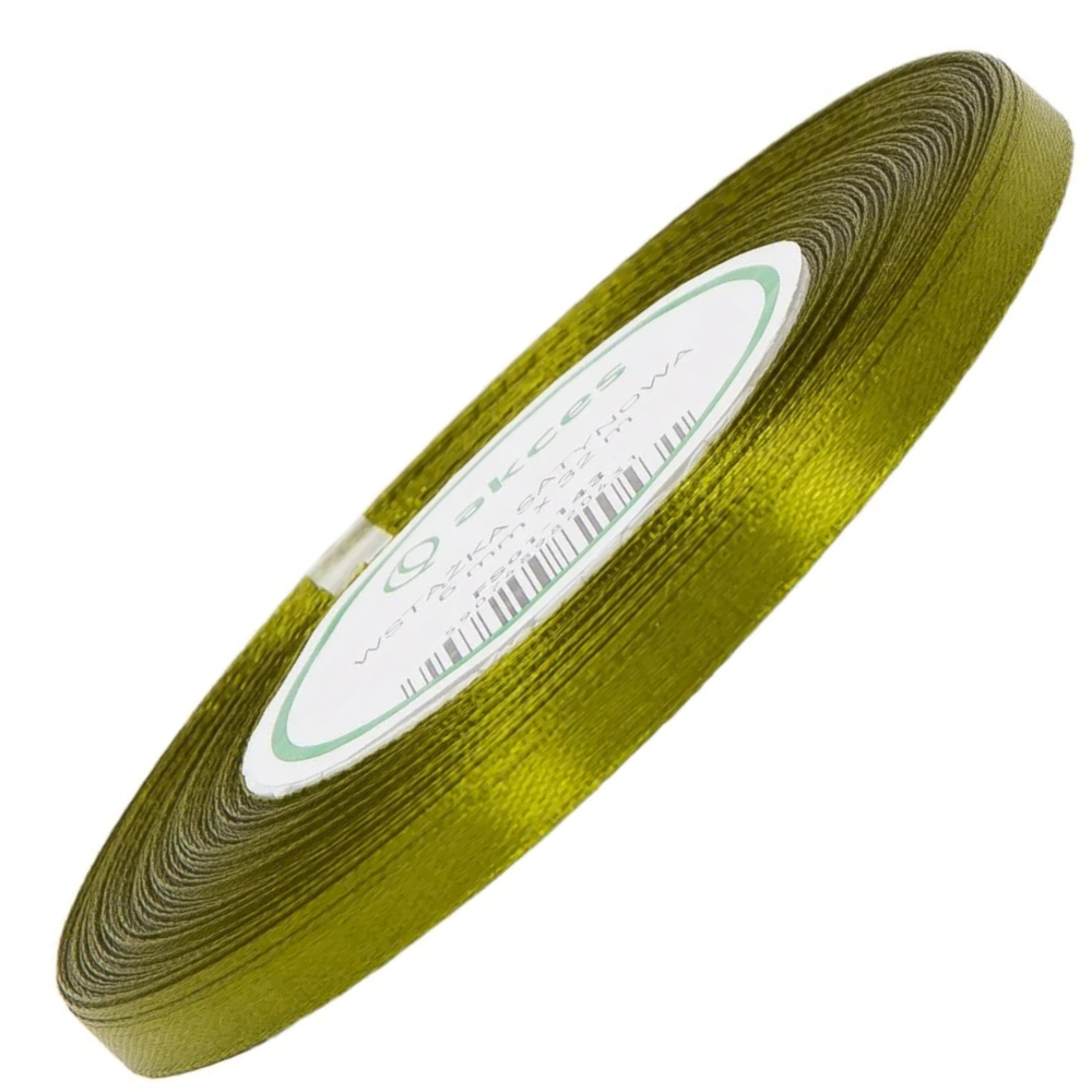 Wstążka satynowa Akces oliwkowa 6 mm, 32 m kolor 143