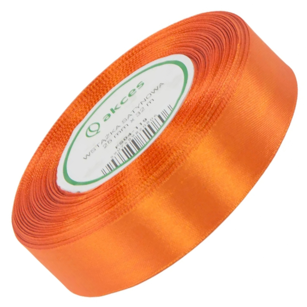 Wstążka satynowa Akces pomarańczowa 25 mm, 32 m kolor 119
