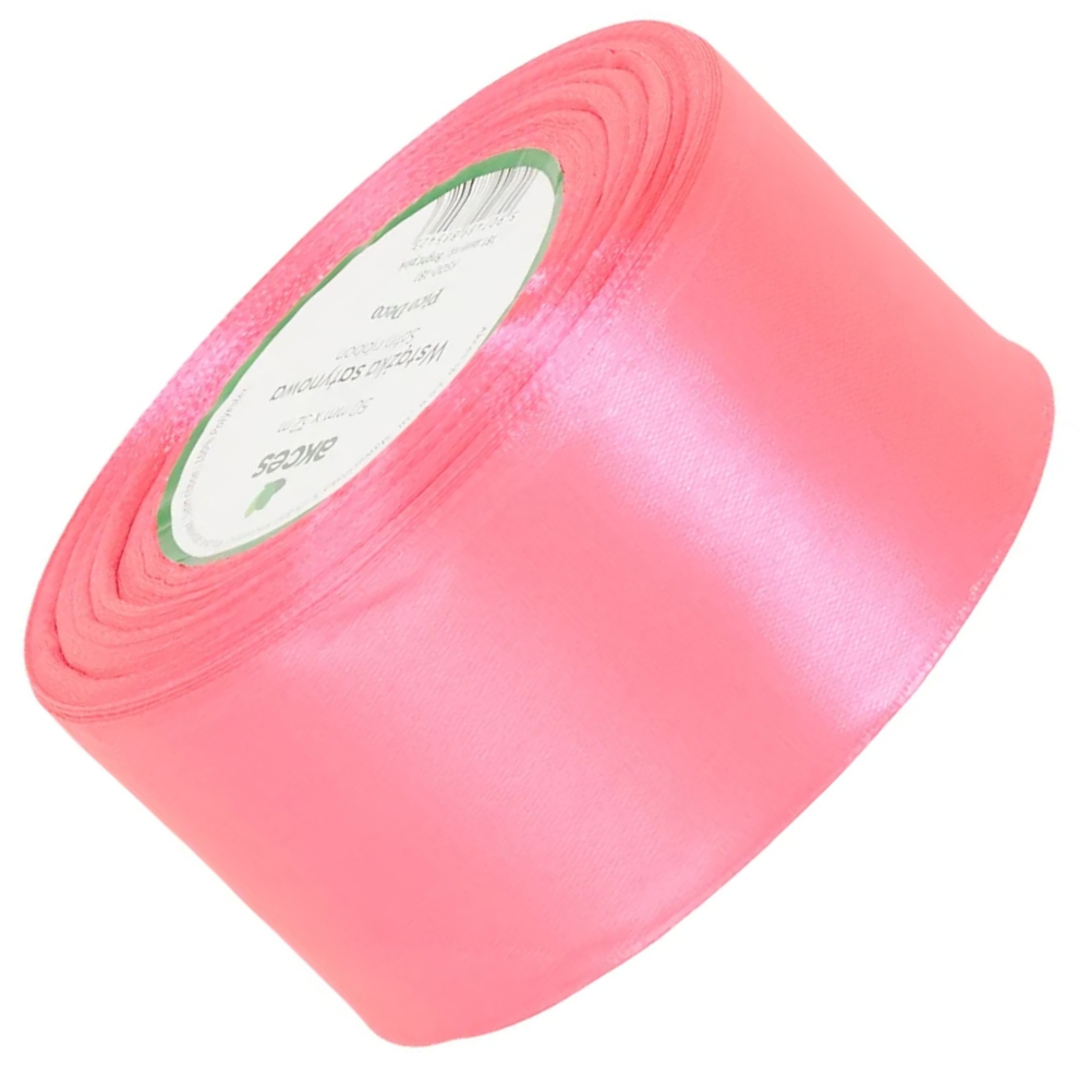 Wstążka satynowa Akces neonowy różowy 50 mm, 32 m kolor 181