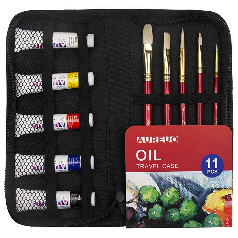 Zestaw malarski podróżny w etui - Phoenix - farby olejne 5x12 ml, 5 pędzli #1