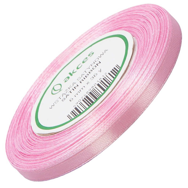 Wstążka satynowa różowa 6 mm - 32 m