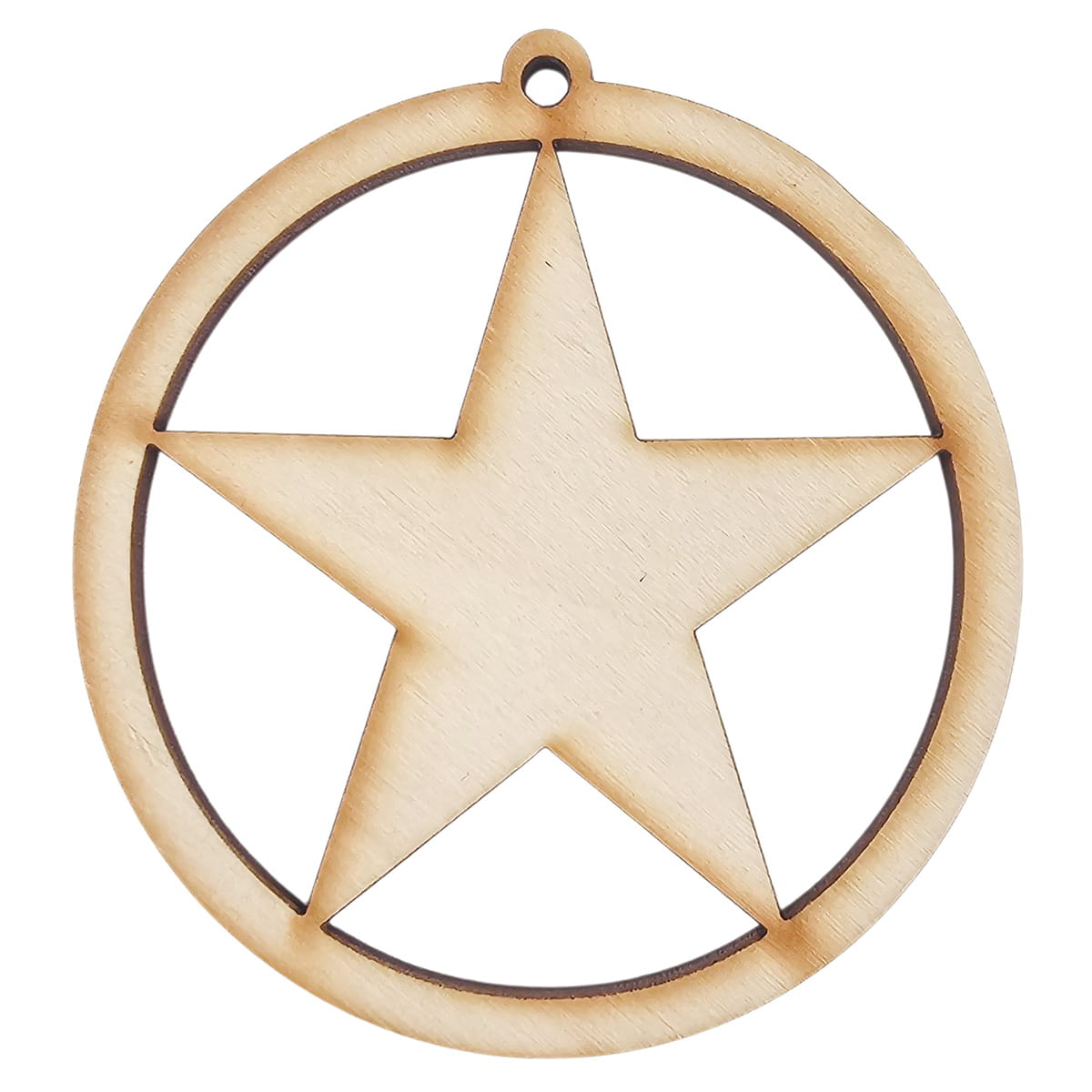 Drewniana ozdoba zawieszka bombka 7 cm Decor - z gwiazdką #1