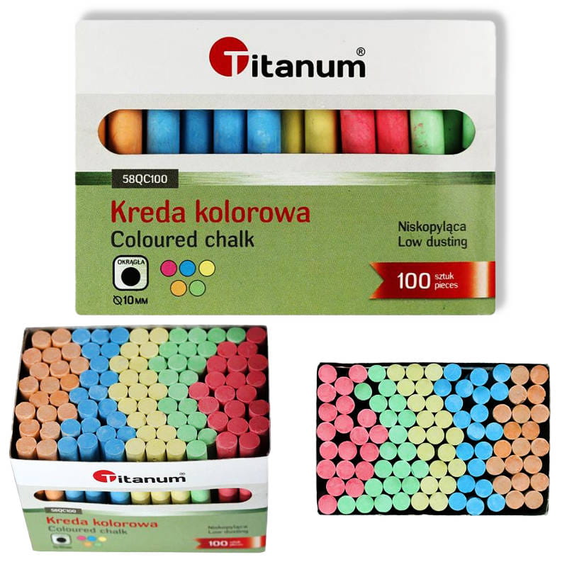 Kreda szkolna kolorowa 100 sztuk