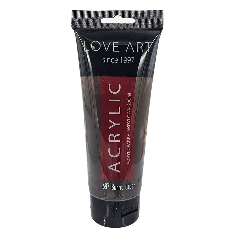 Farba akrylowa LoveArt 200ml - 687 Burnt Umber - ciemnobrązowa
