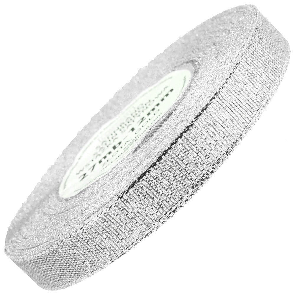 Wstążka brokatowa 12mm 22m - Srebrna